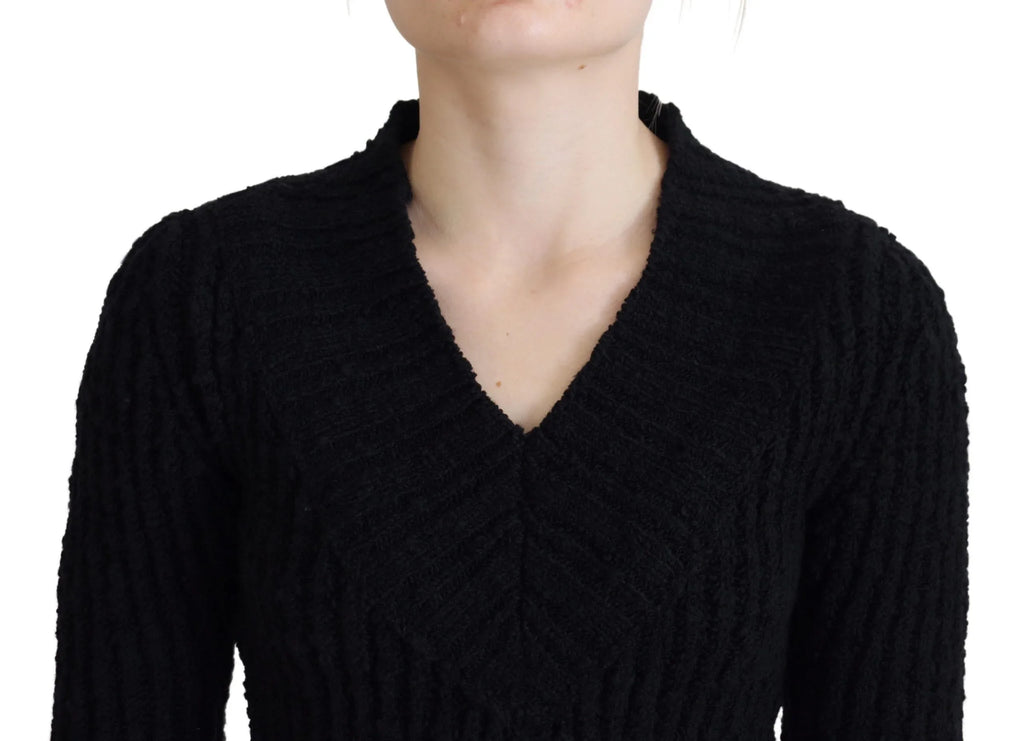 Dolce & Gabbana Black Wool Knitted Sheath Sweater Dress - Zeiniez
