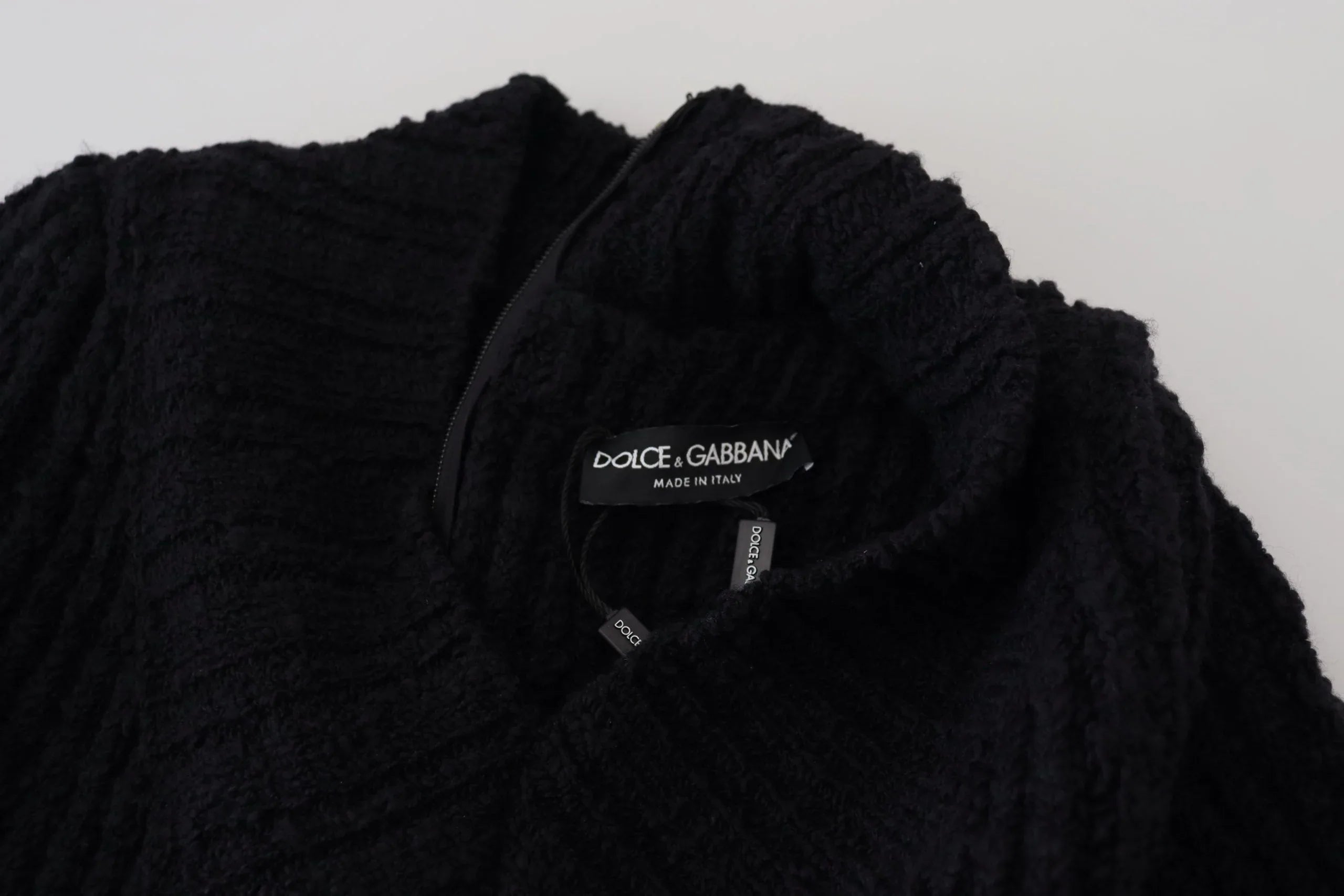 Dolce & Gabbana Black Wool Knitted Sheath Sweater Dress - Zeiniez