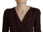 Dolce & Gabbana Brown Wrap Long Sleeve Midi Stretch Dress - Zeiniez