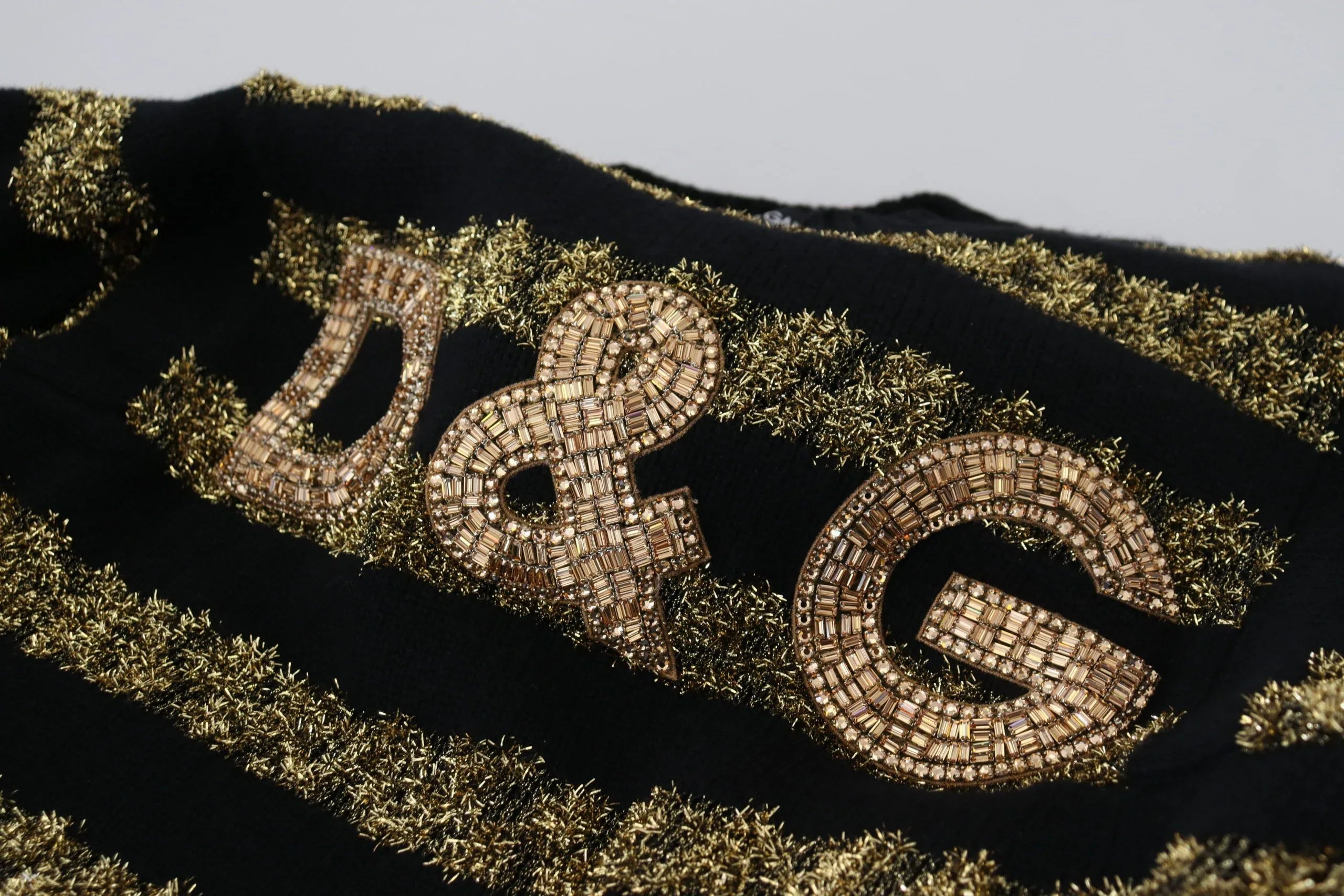 Dolce & Gabbana Black Gold D&G Crystal Cashmere Sweater - Zeiniez