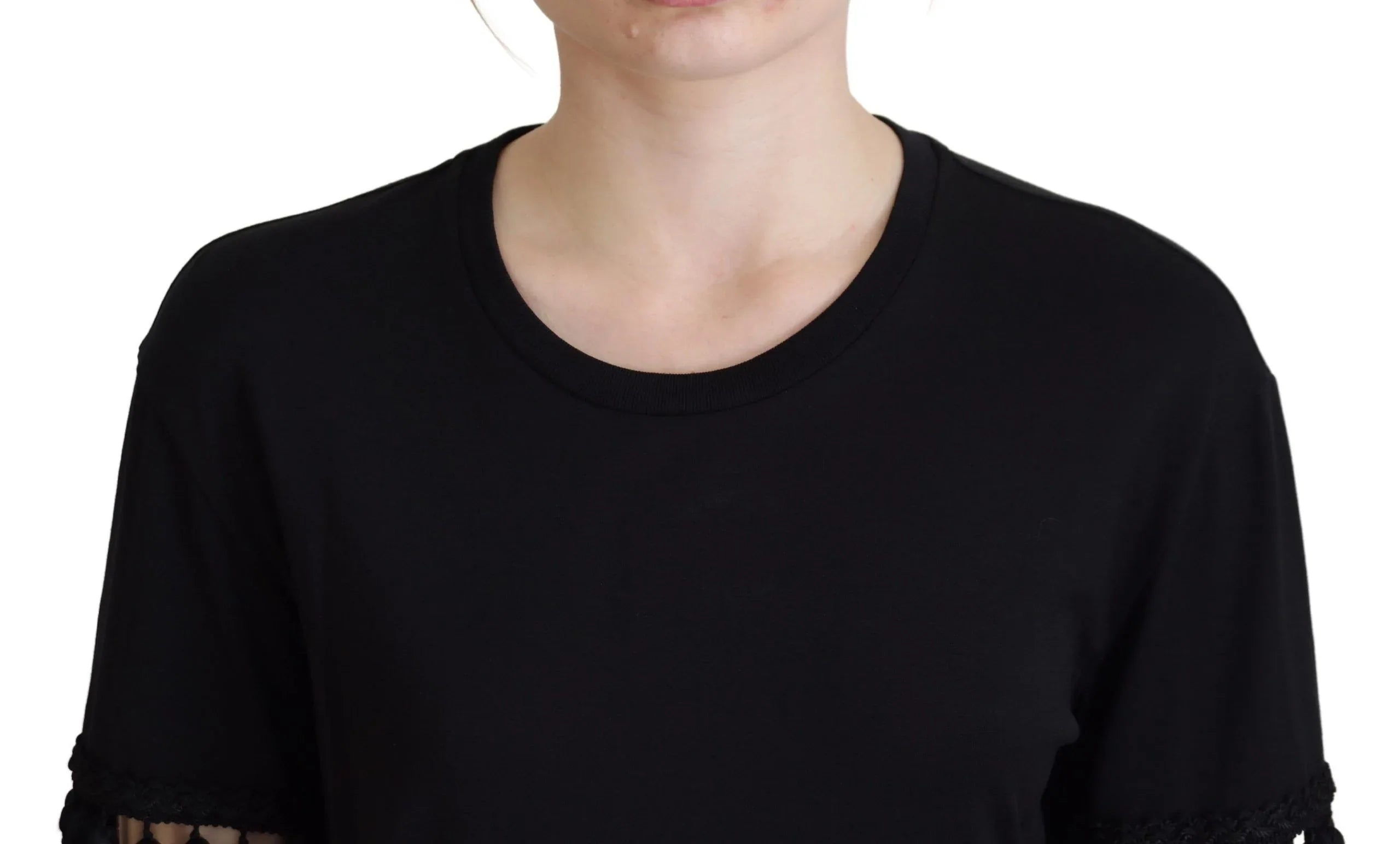 Dolce & Gabbana Black T-shirt Blouse Tassle Cotton Blouse - Zeiniez