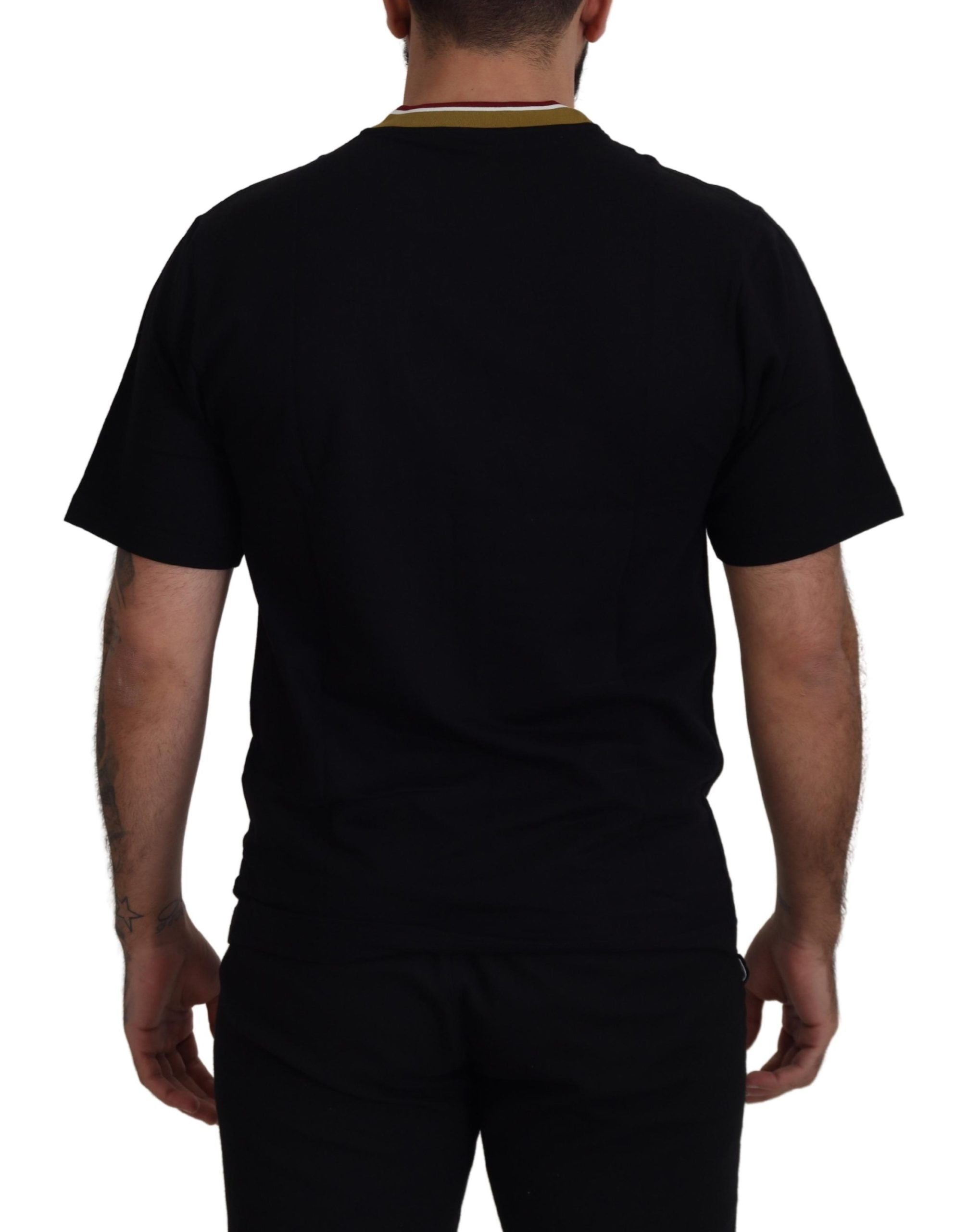 Dolce & Gabbana Black Cotton Embroidered Crewneck T-shirt - Zeiniez