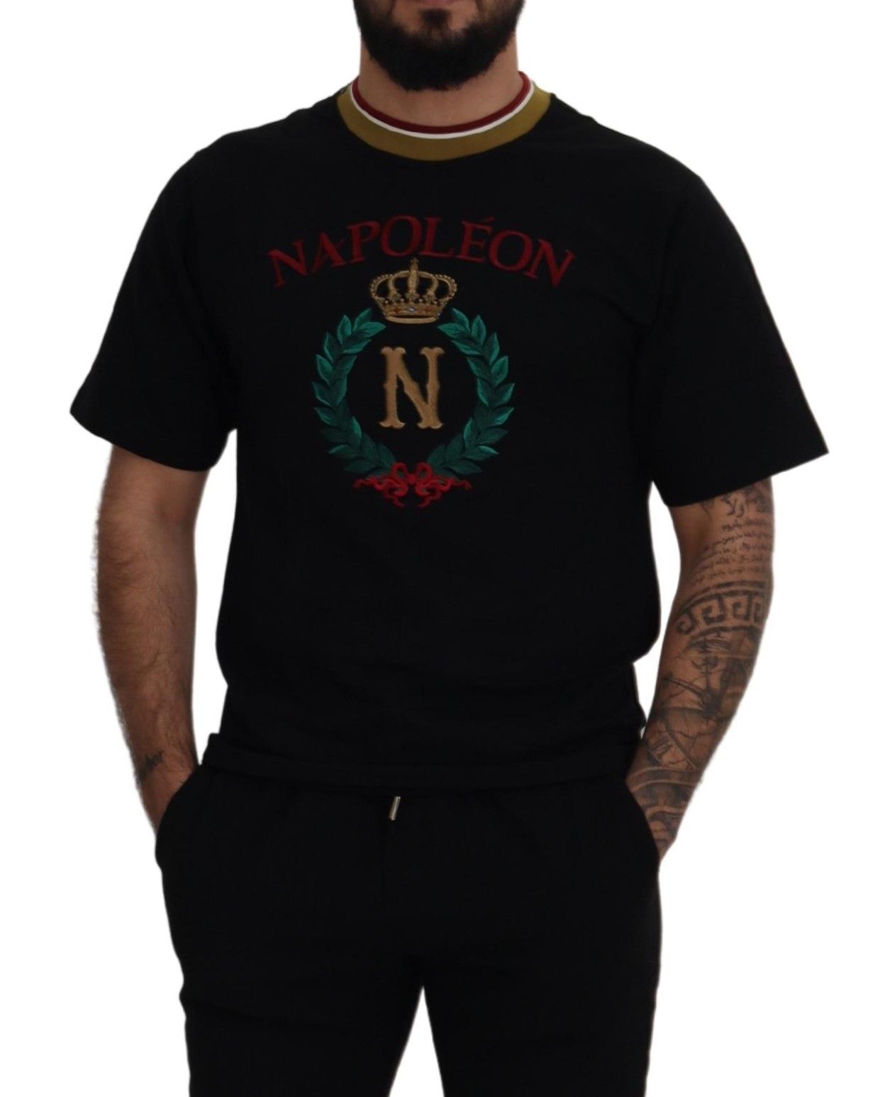 Dolce & Gabbana Black Cotton Embroidered Crewneck T-shirt - Zeiniez