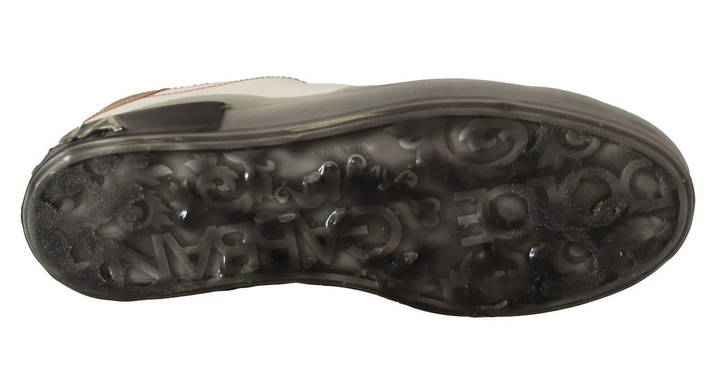 Dolce & Gabbana White Gold Leather Low Top Sneakers Casual Shoes - Zeiniez