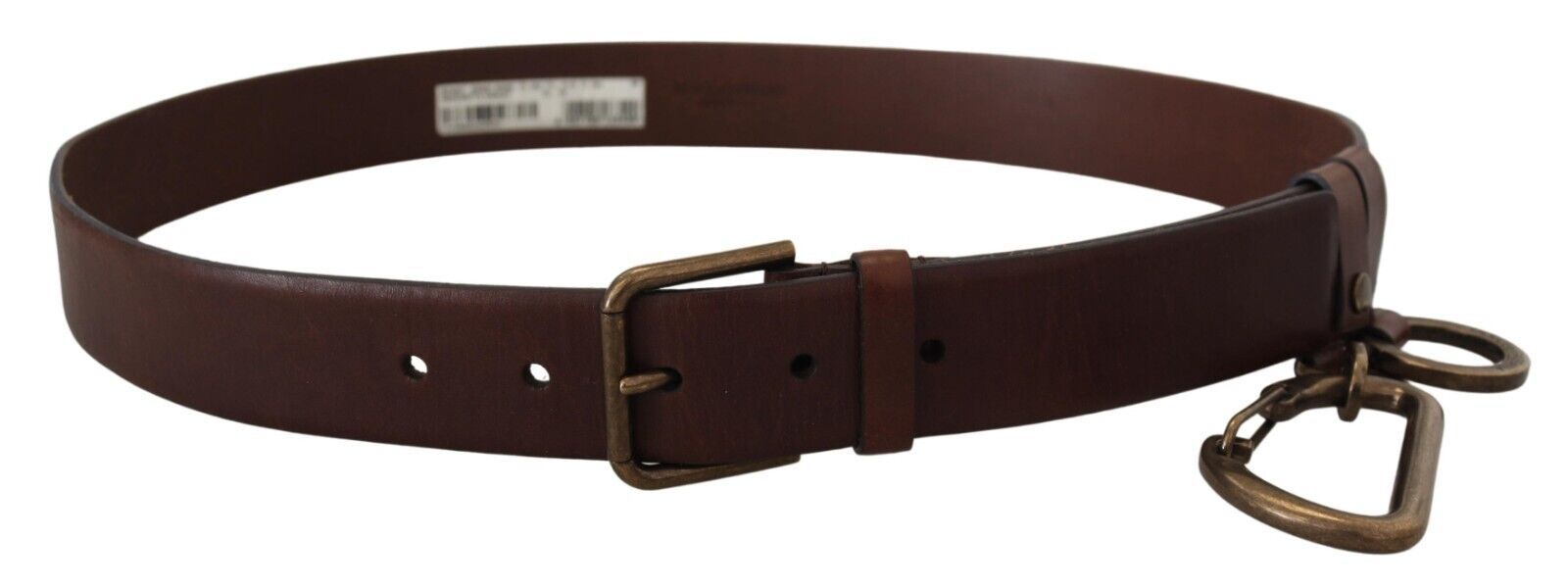 Dolce & Gabbana Brown Leather Gold Metal Buckle Carabiner Belt - Zeiniez