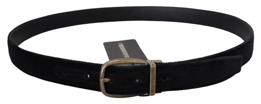 Dolce & Gabbana Black Velvet Leather Antique Metal Buckle - Zeiniez