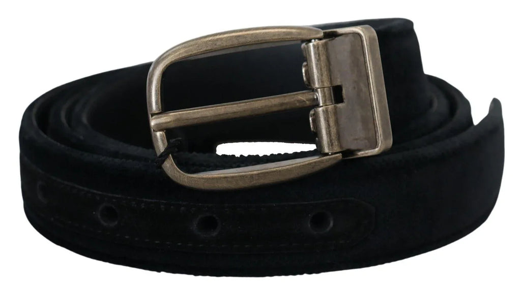 Dolce & Gabbana Black Velvet Leather Antique Metal Buckle - Zeiniez