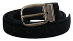 Dolce & Gabbana Black Velvet Leather Antique Metal Buckle - Zeiniez