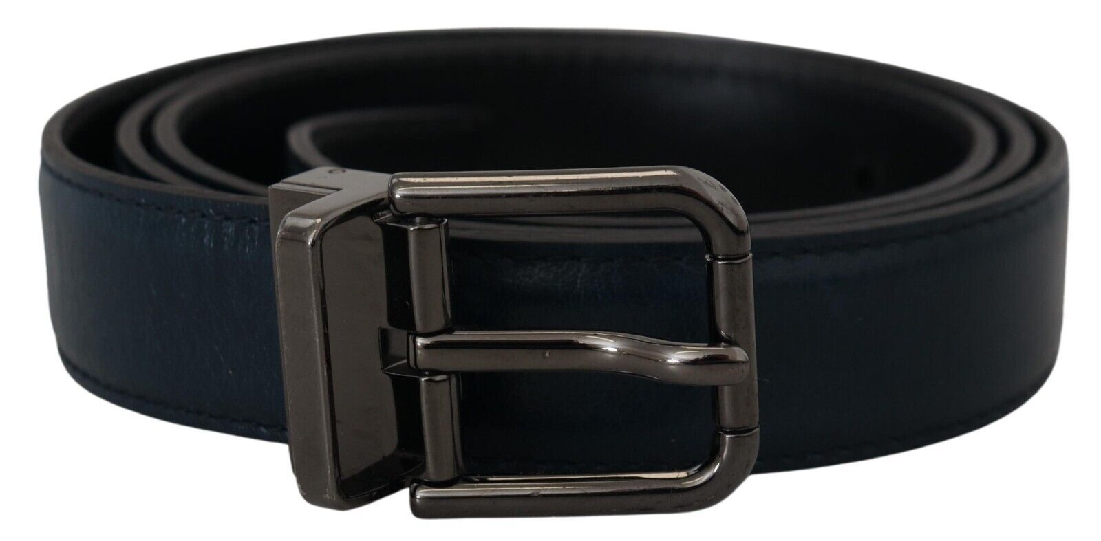 Dolce & Gabbana Blue Leather Silver Metal Buckle Vintage Belt - Zeiniez