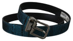 Dolce & Gabbana Blue Jacquard Moire Silver Metal Belt Men - Zeiniez