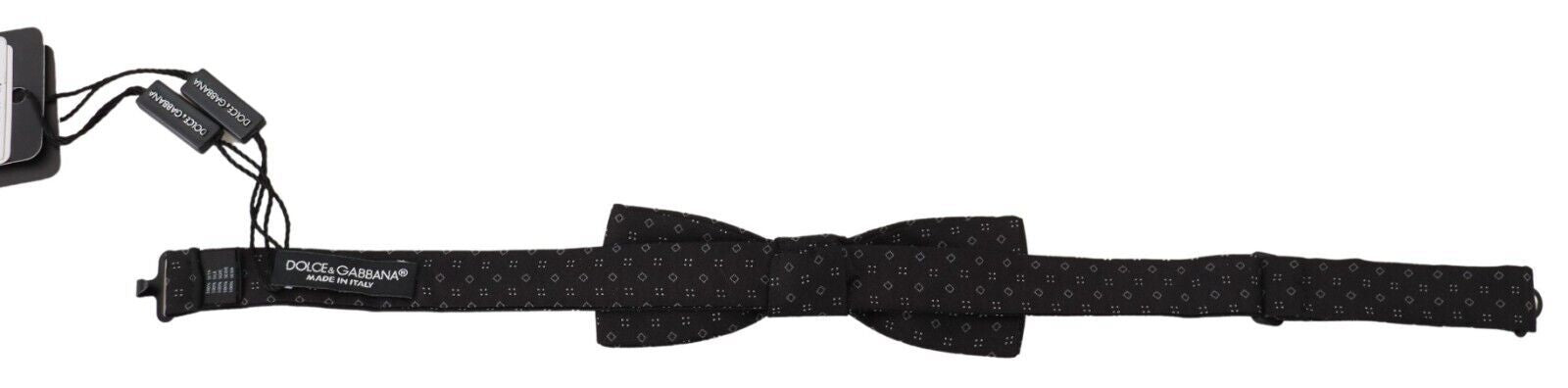 Dolce & Gabbana Black Pattern Silk Adjustable Neck Papillon Bow Tie - Zeiniez
