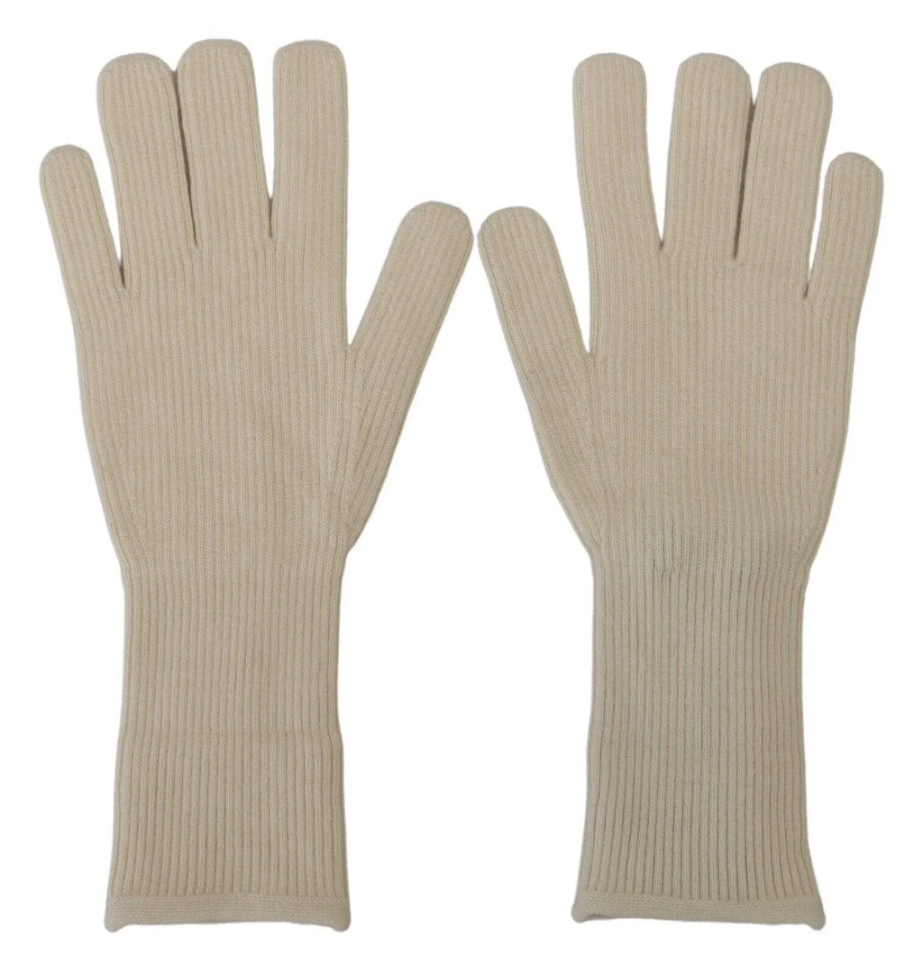 Dolce & Gabbana White Cashmere Knitted Hands Mitten Mens Gloves - Zeiniez