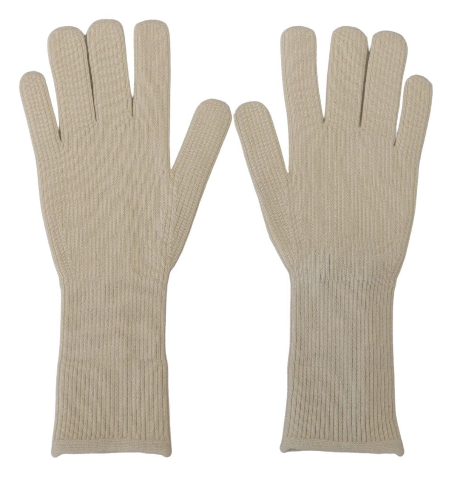 Dolce & Gabbana White Cashmere Knitted Hands Mitten Mens Gloves - Zeiniez