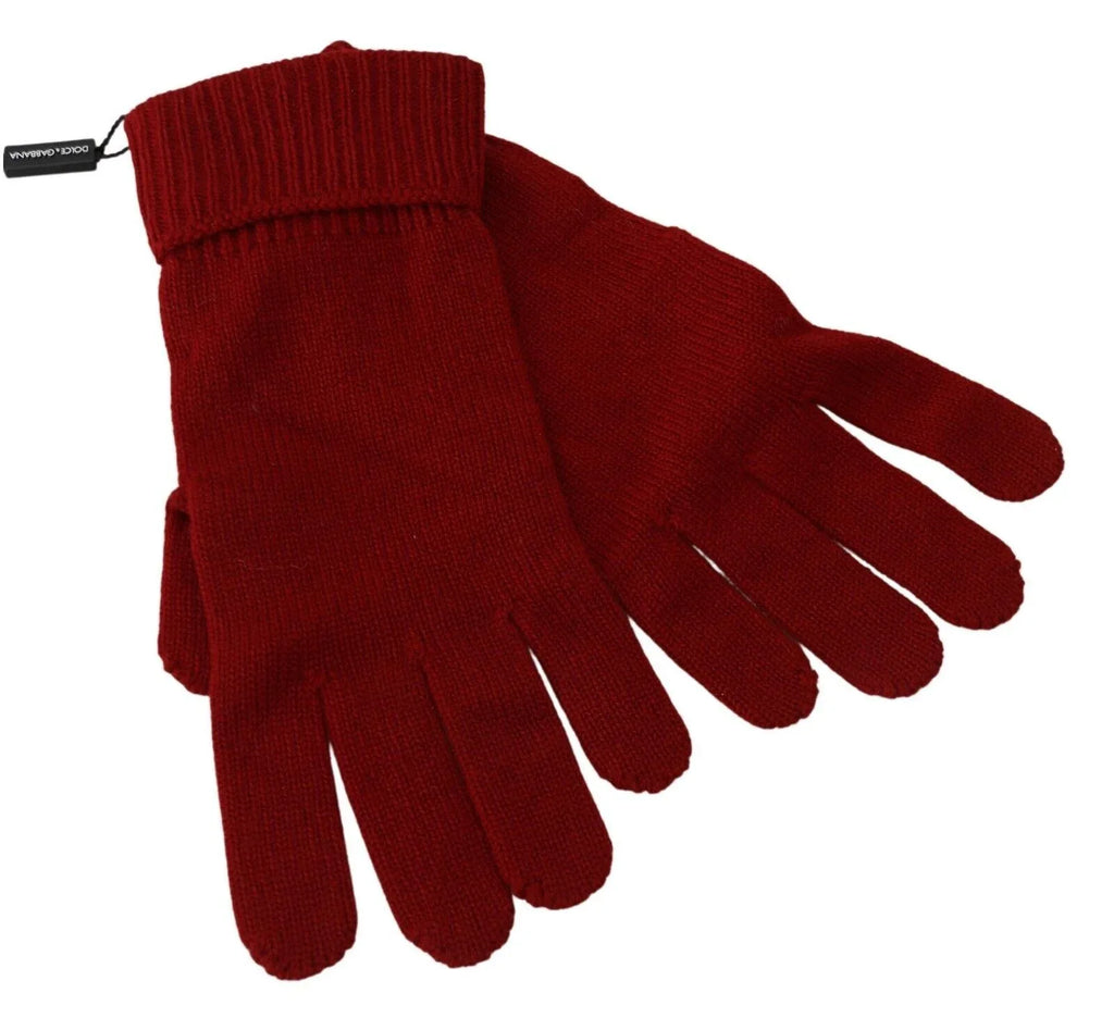 Dolce & Gabbana Red 100% Cashmere Knit Hands Mitten Mens Gloves - Zeiniez