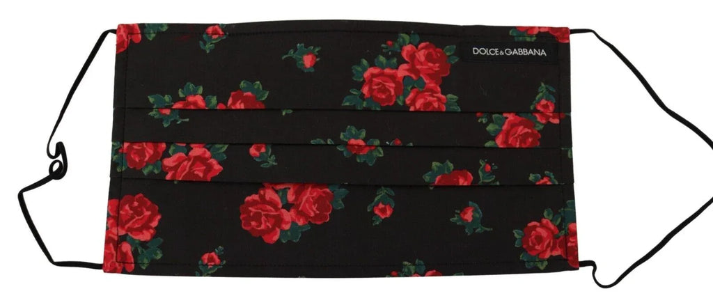 Dolce & Gabbana Black Floral Pleated Elastic Ear Strap One Size Face Mask - Zeiniez