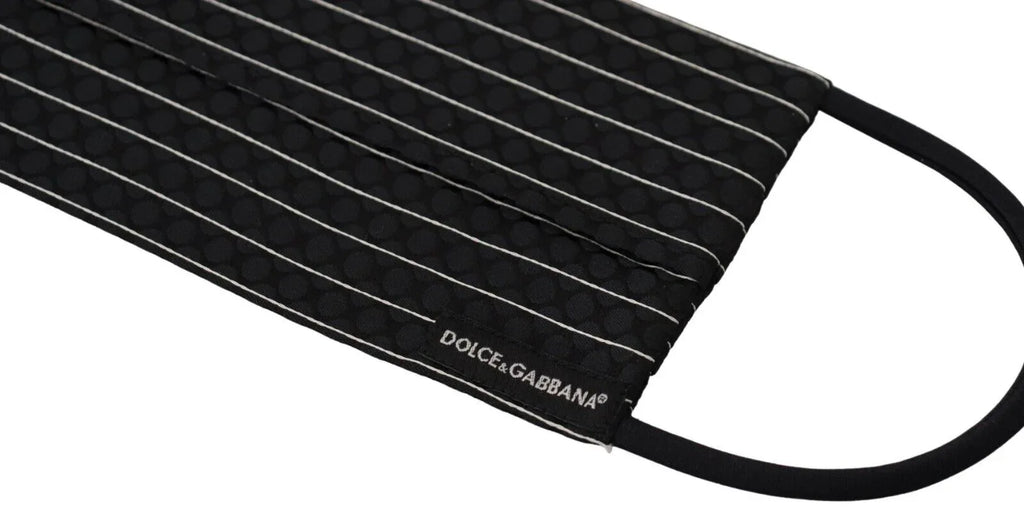 Dolce & Gabbana Black White Stripes Elastic Ear Strap One Size Face Mask - Zeiniez