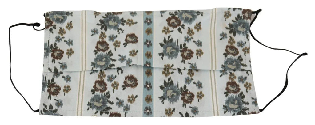 Dolce & Gabbana White Floral Cotton Pleated Elastic Ear Strap Face Mask - Zeiniez