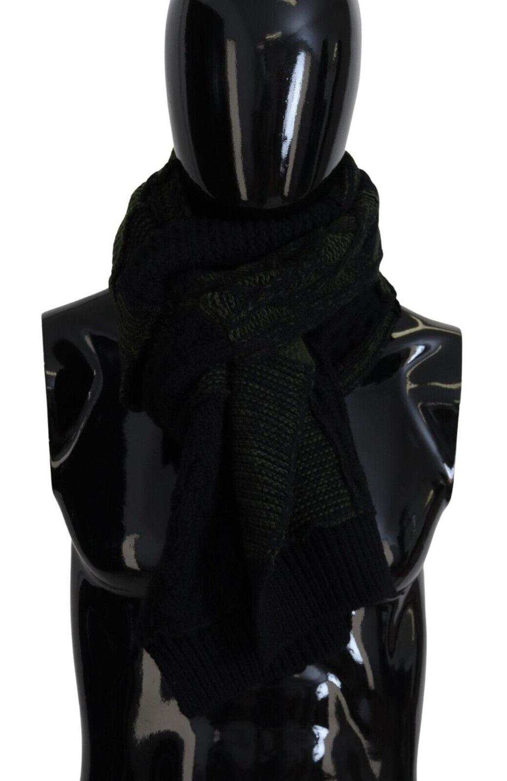 Dolce & Gabbana Black Green Knitted Men Neck Wrap Shawl Scarf - Zeiniez