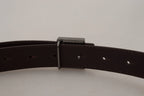 Dolce & Gabbana Gold Leather Silver Square Metal Buckle Belt - Zeiniez