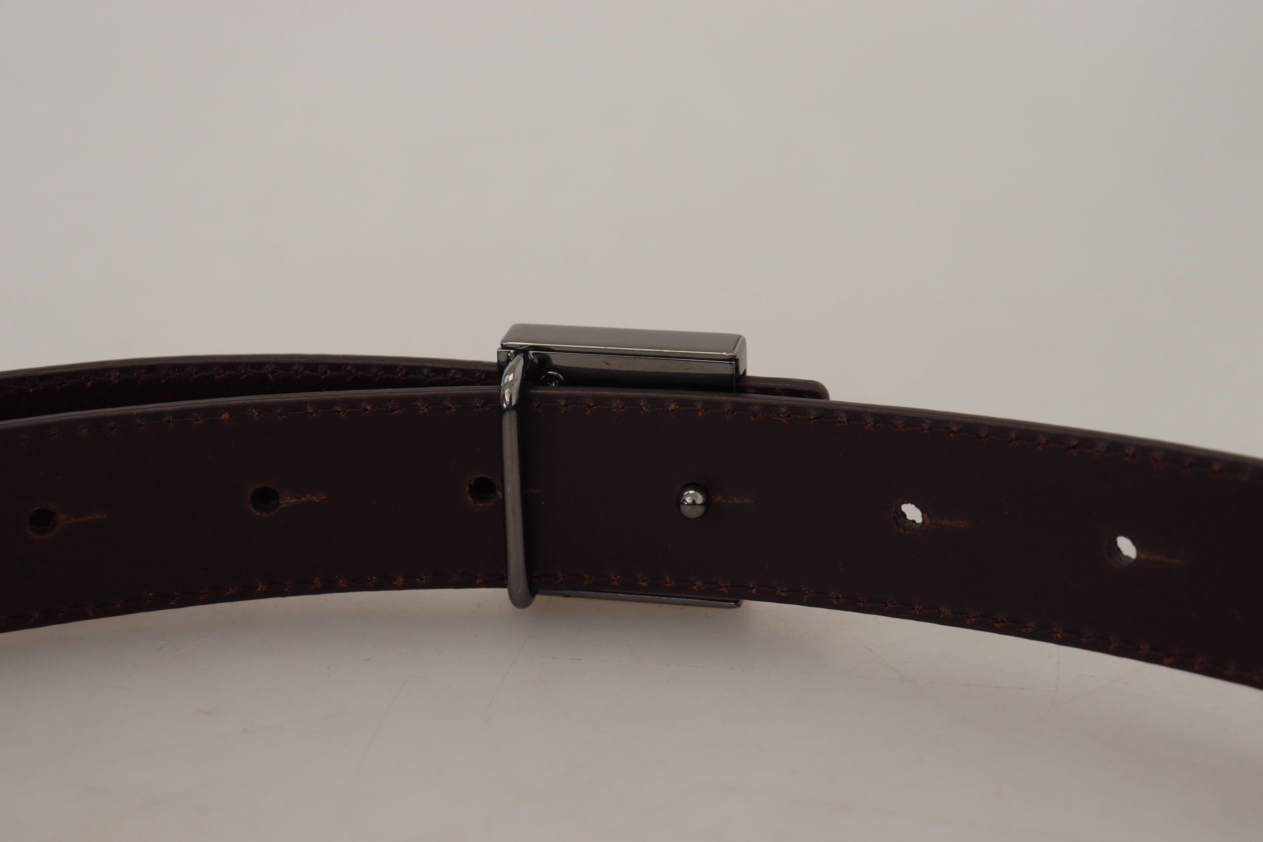 Dolce & Gabbana Gold Leather Silver Square Metal Buckle Belt - Zeiniez