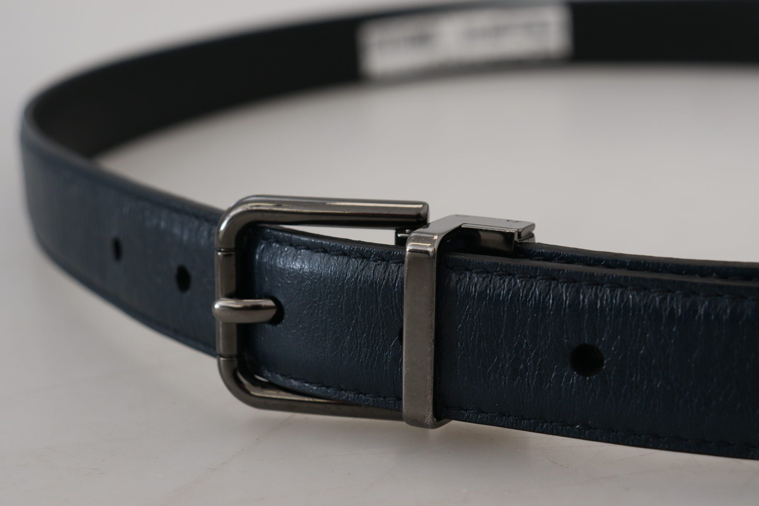 Dolce & Gabbana Blue Leather Silver Metal Buckle Vintage Belt - Zeiniez