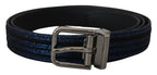 Dolce & Gabbana Blue Jacquard Stripe Silver Buckle Belt - Zeiniez