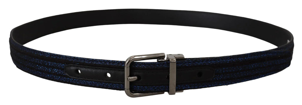 Dolce & Gabbana Blue Jacquard Stripe Silver Buckle Belt - Zeiniez