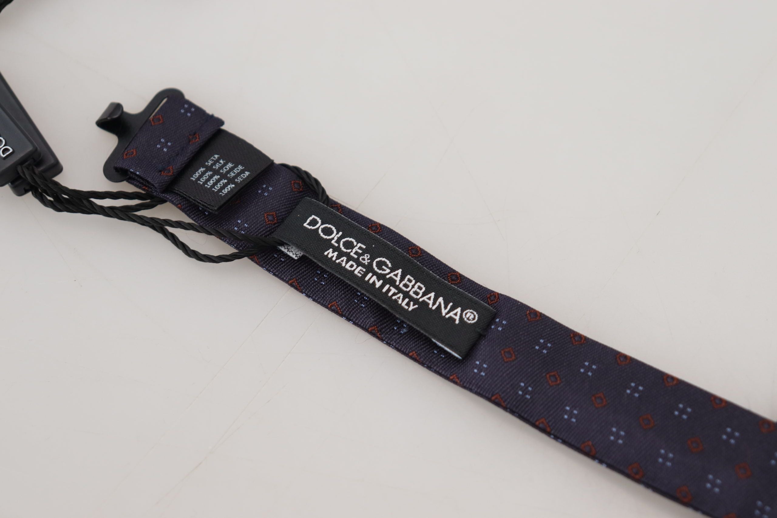 Dolce & Gabbana Blue Pattern Silk Adjustable Neck Papillon Bow Tie - Zeiniez