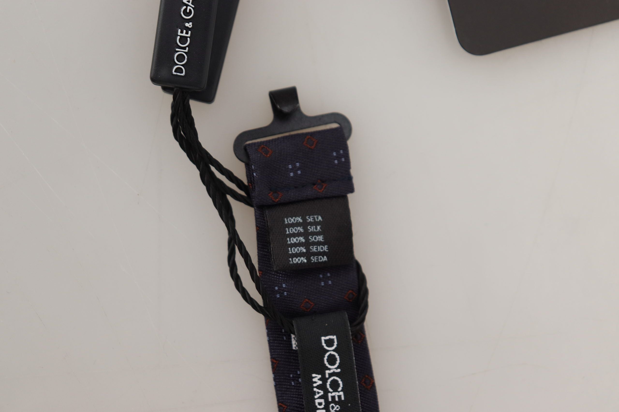 Dolce & Gabbana Blue Pattern Silk Adjustable Neck Papillon Bow Tie - Zeiniez