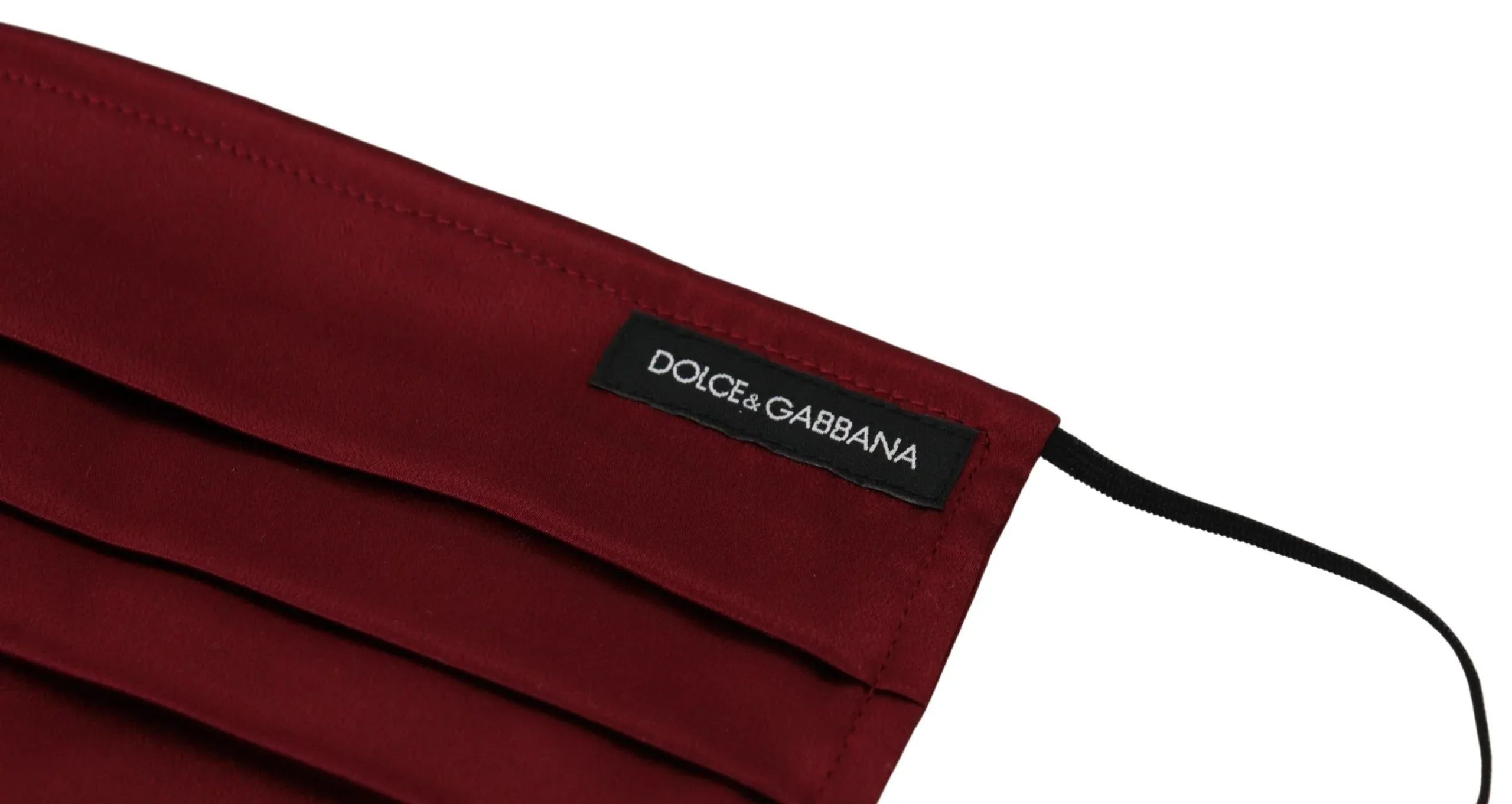 Dolce & Gabbana Maroon Silk Pleated Elastic Ear Strap One Size Face Mask - Zeiniez