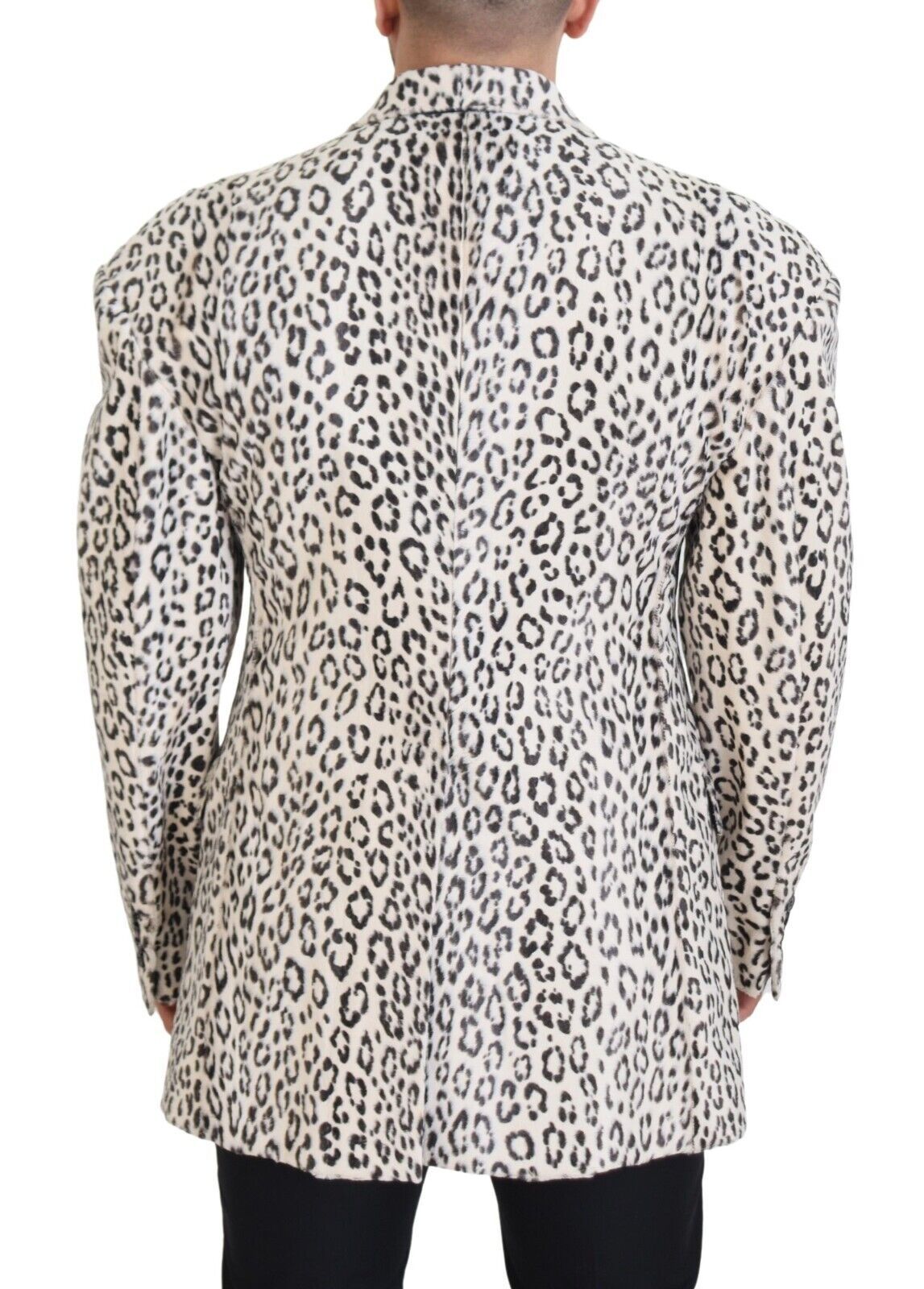 Dolce & Gabbana White Leopard Single Breasted Coat Blazer - Zeiniez
