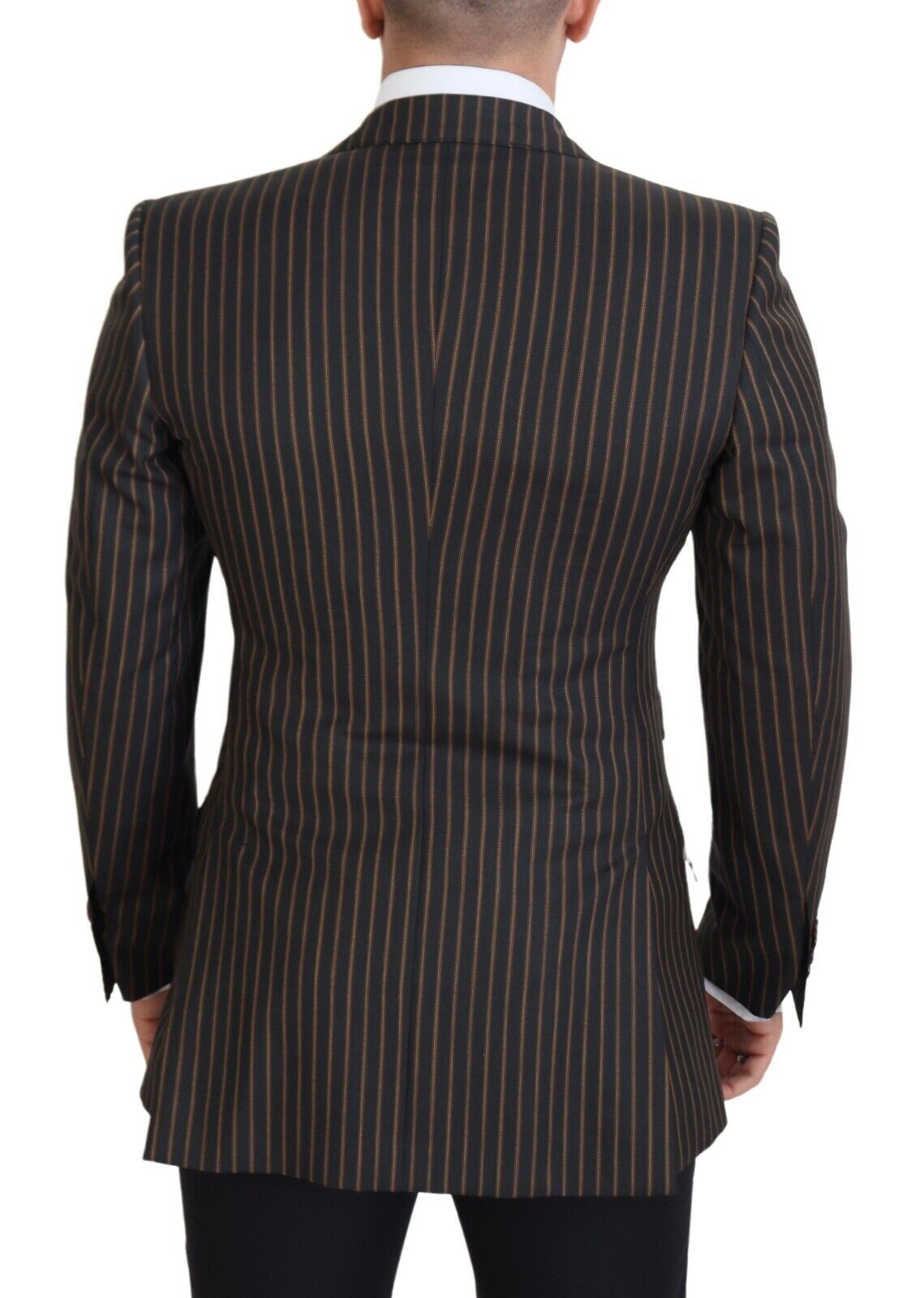 Dolce & Gabbana Black Brown Stripes Single Breasted Blazer - Zeiniez