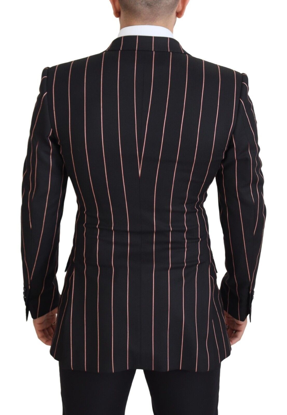 Dolce & Gabbana Black Stripes Viscose Double Breasted Blazer - Zeiniez