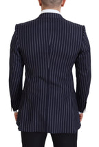 Dolce & Gabbana Dark Blue Stripe Wool Single Breasted Blazer - Zeiniez