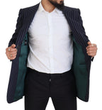 Dolce & Gabbana Dark Blue Stripe Wool Single Breasted Blazer - Zeiniez