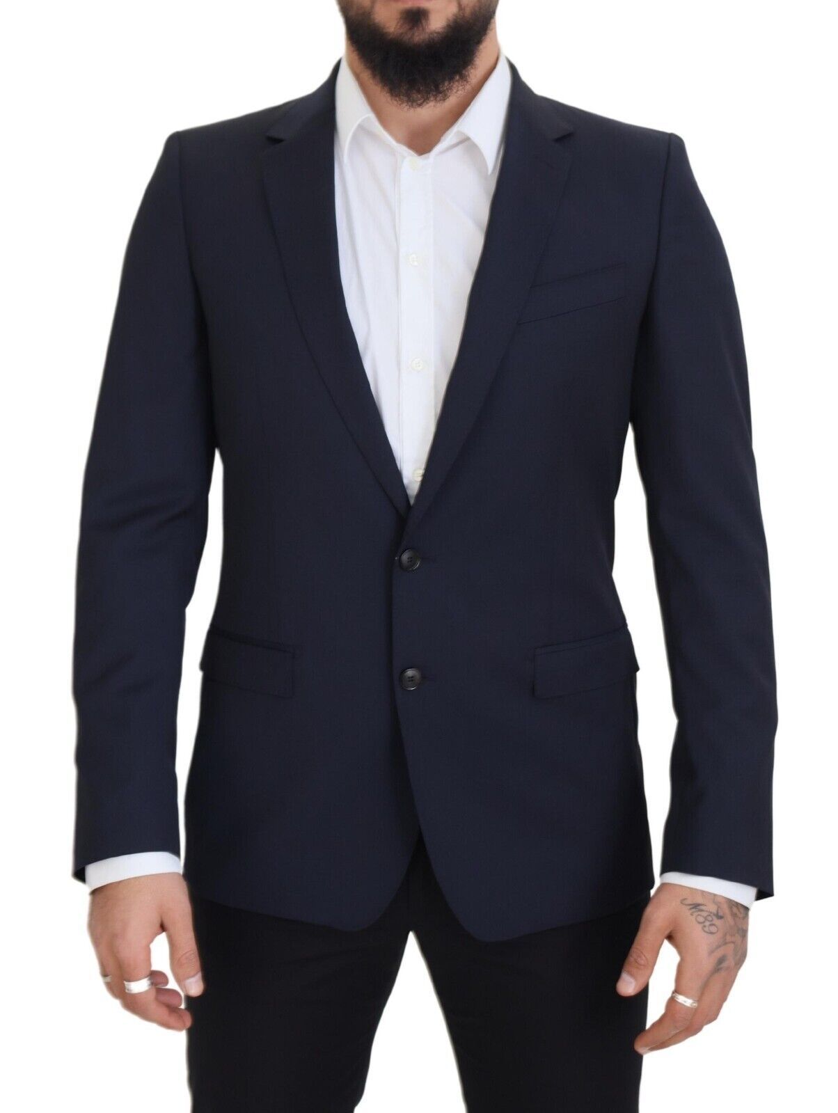 Dolce & Gabbana Dark Blue Wool Single Breasted MARTINI Blazer - Zeiniez
