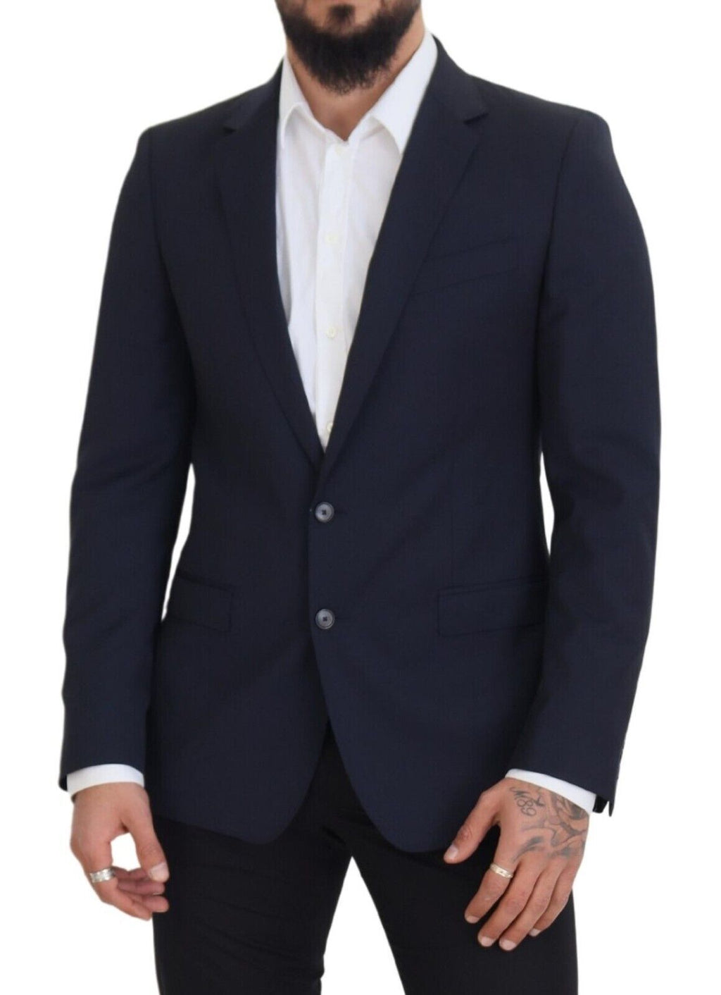 Dolce & Gabbana Dark Blue Wool Single Breasted MARTINI Blazer - Zeiniez