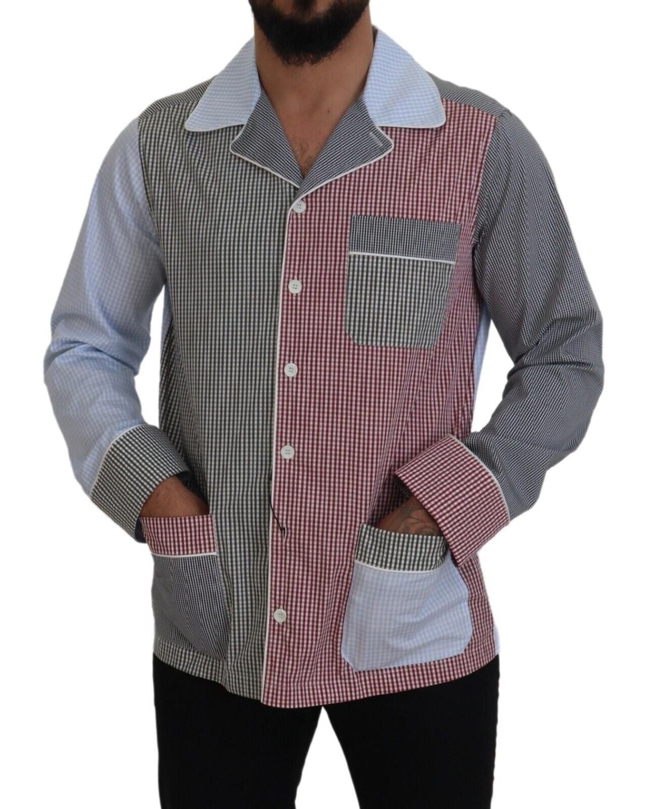 Dolce & Gabbana Multicolor Patchwork Cotton Long Sleeves Shirt - Zeiniez