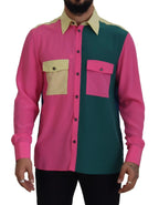 Dolce & Gabbana Multicolor Patchwork Silk Button Down Shirt - Zeiniez
