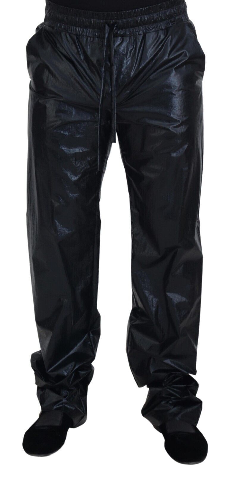 Dolce & Gabbana Black Shining Drawstring Trouser Nylon Pants - Zeiniez