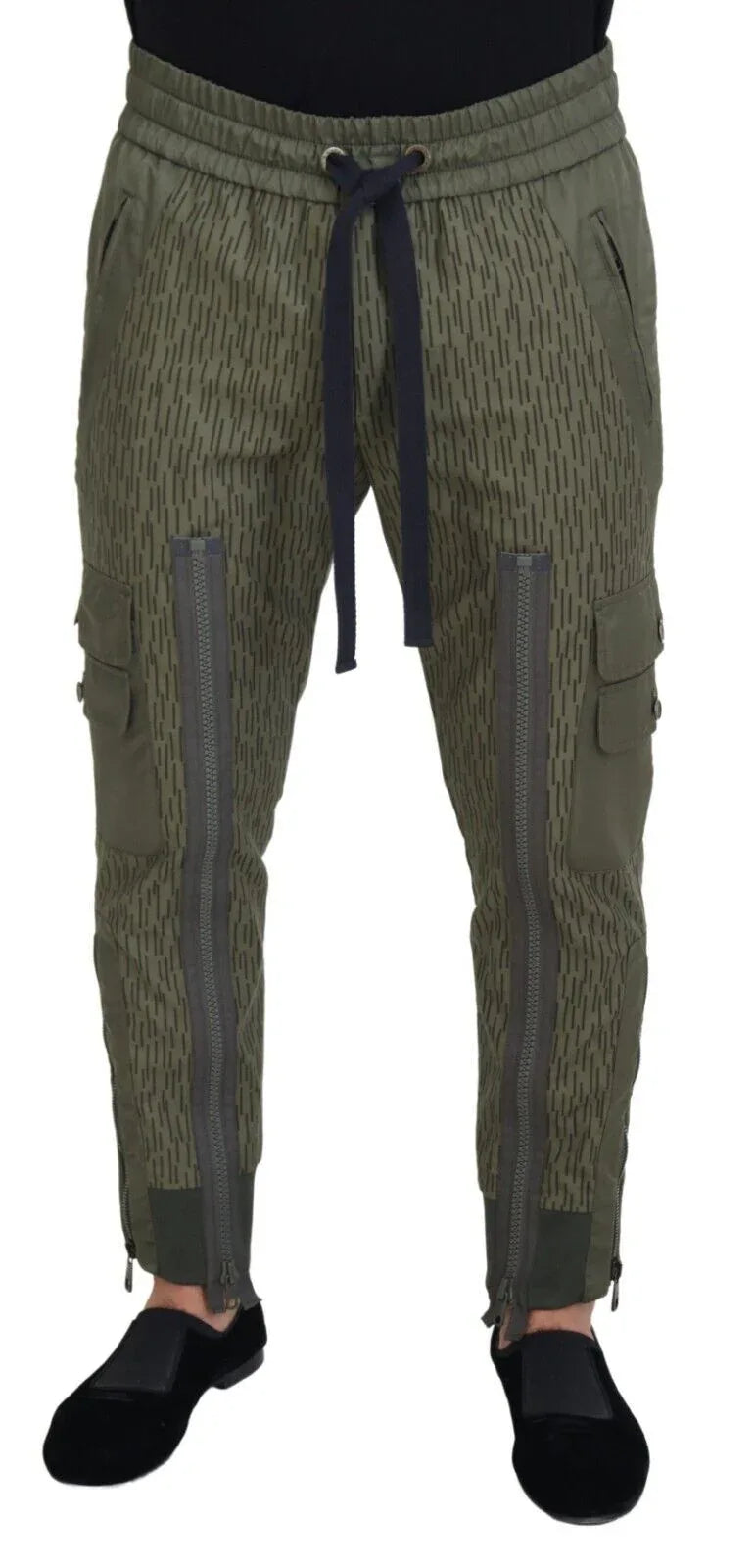 Dolce & Gabbana Green Striped Cargo Zipper Leg Men Trouser Pants - Zeiniez
