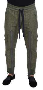 Dolce & Gabbana Green Striped Cargo Zipper Leg Men Trouser Pants - Zeiniez