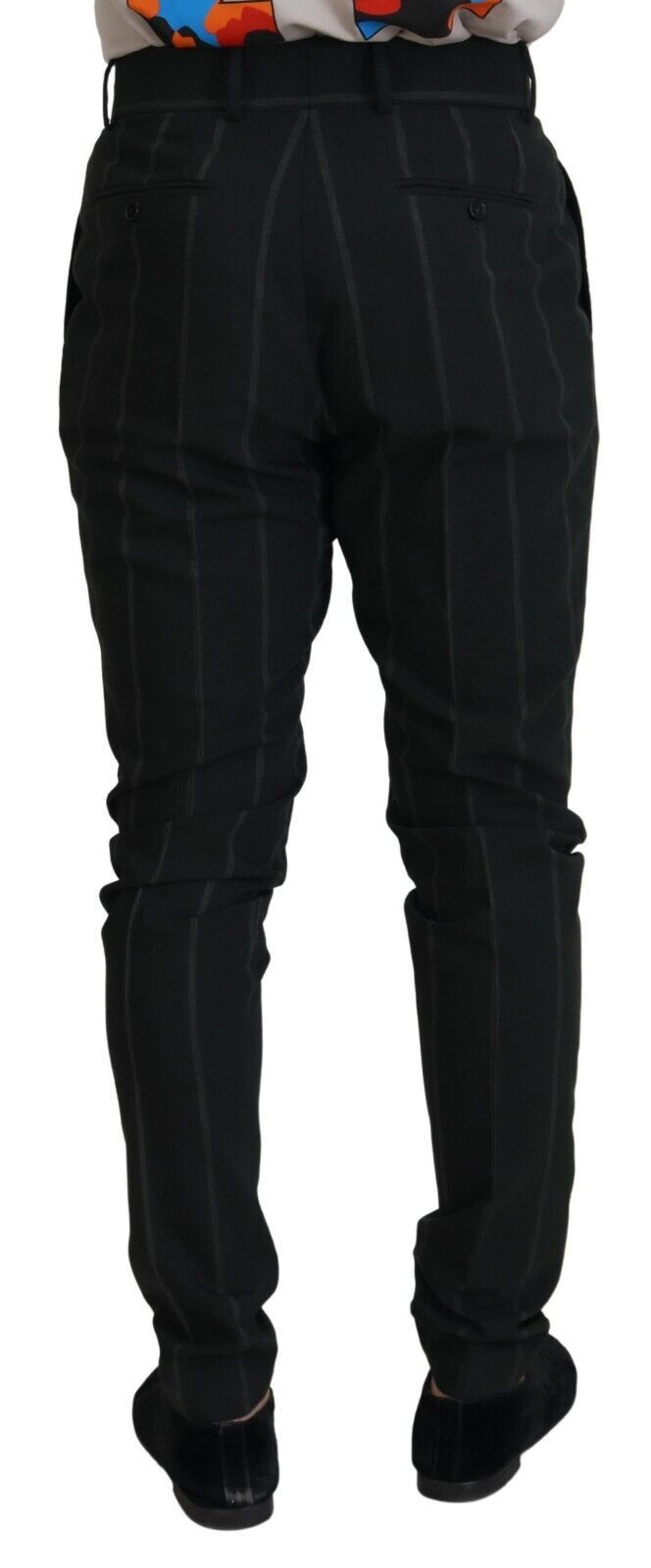 Dolce & Gabbana Black Striped Men Trousers Cotton Pants - Zeiniez