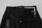 Dolce & Gabbana Black Striped Men Trousers Cotton Pants - Zeiniez