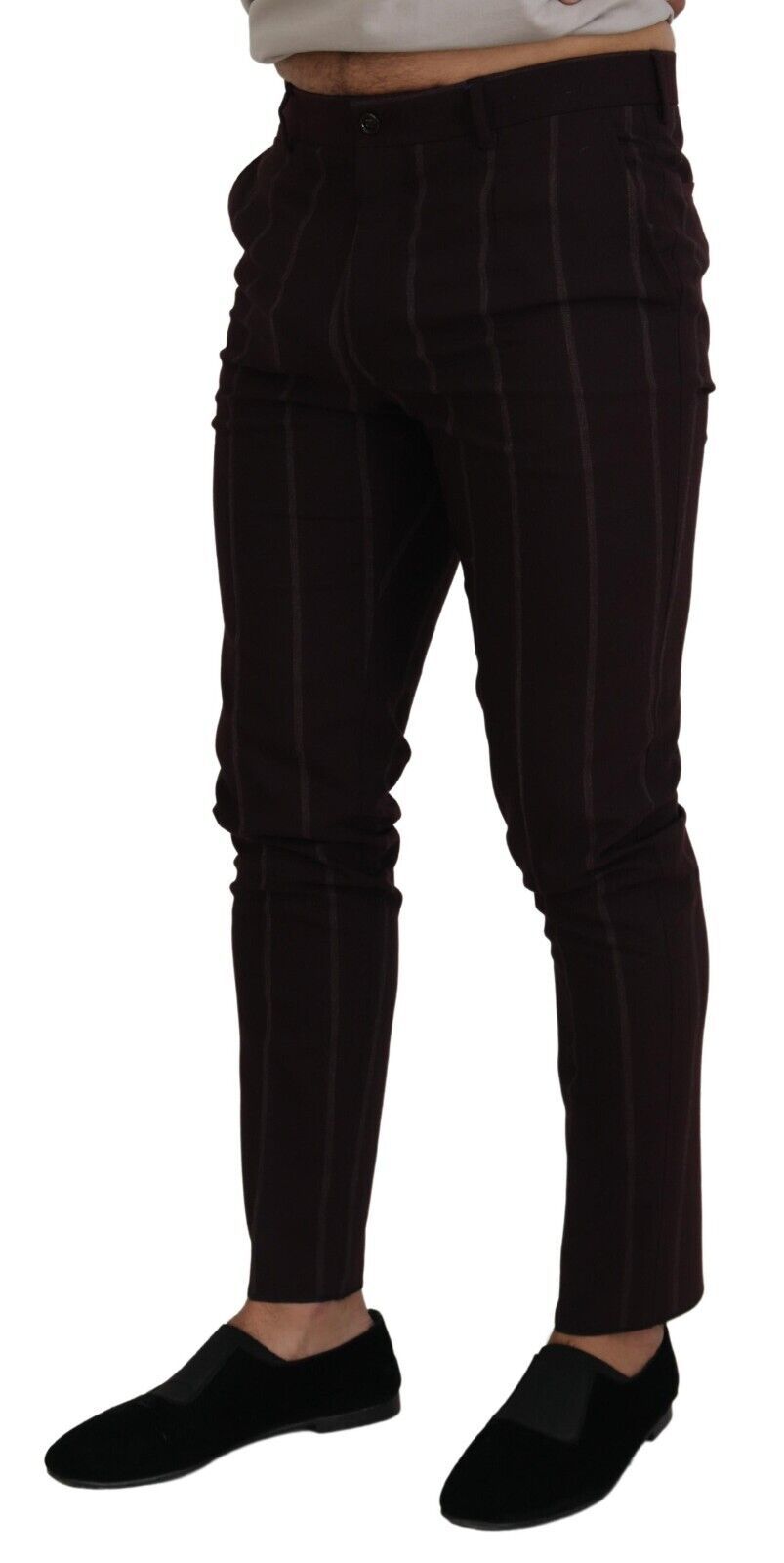 Dolce & Gabbana Brown Striped Men Trousers Cotton Pants - Zeiniez