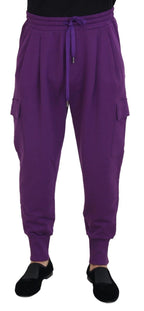 Dolce & Gabbana Purple Cotton Cargo Sweatpants Jogging Pants - Zeiniez