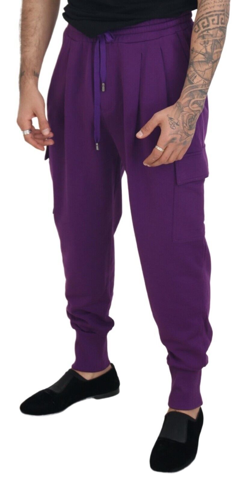 Dolce & Gabbana Purple Cotton Cargo Sweatpants Jogging Pants - Zeiniez