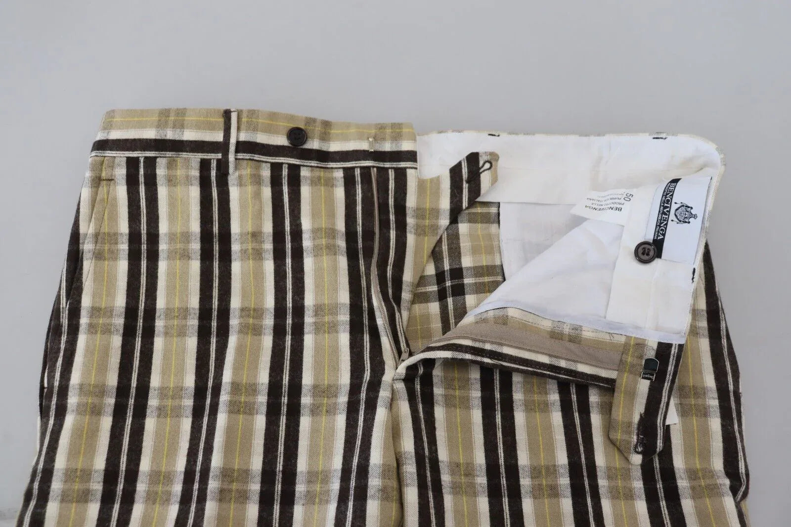 BENCIVENGA Multicolor Checkered Cotton Straight Fit Men Pants - Zeiniez