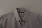 Dolce & Gabbana Gray Linen Long Sleeves Formal GOLD Shirt - Zeiniez