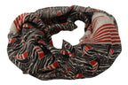 Dolce & Gabbana Black Red Linen Sailboat Stripe Print Shawl Scarf - Zeiniez